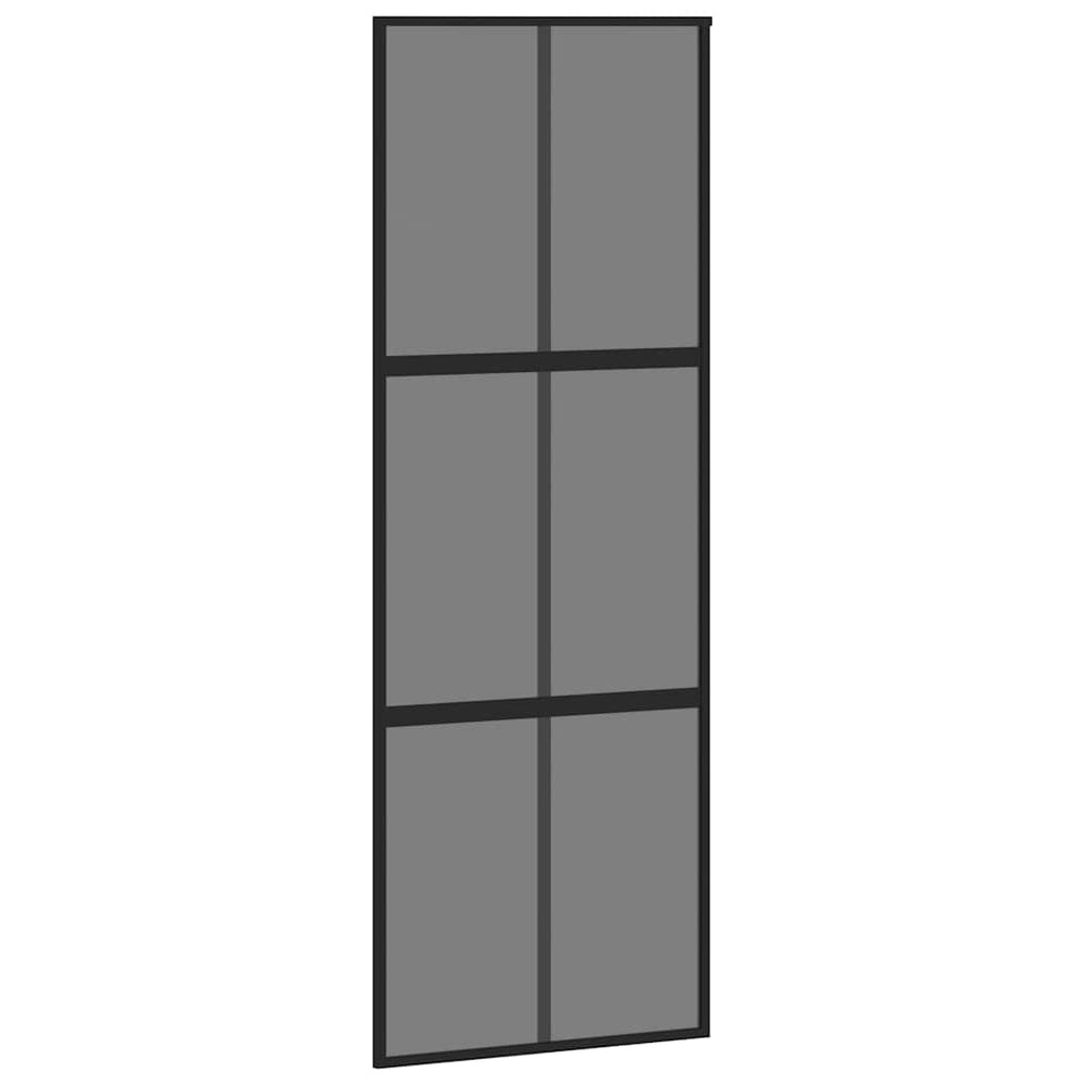 vidaXL Sliding Door Black 76x205 cm Tempered Glass and Aluminum