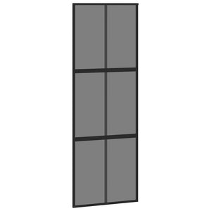 vidaXL Sliding Door Black 76x205 cm Tempered Glass and Aluminum