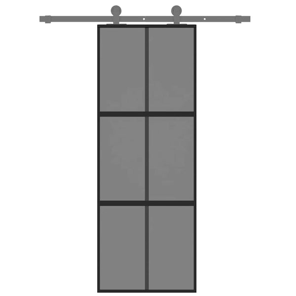 vidaXL Sliding Door Black 76x205 cm Tempered Glass and Aluminum