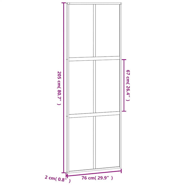 vidaXL Sliding Door Black 76x205 cm Tempered Glass and Aluminum