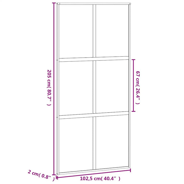 vidaXL Sliding Door Black 102.5x205 cm Tempered Glass and Aluminium