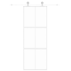 vidaXL Sliding Door White 76x205 cm Tempered Glass and Aluminium