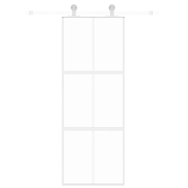 vidaXL Sliding Door White 76x205 cm Tempered Glass and Aluminium