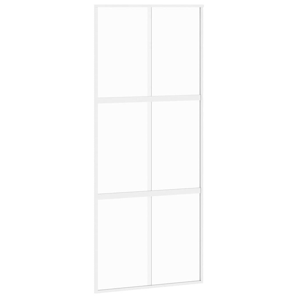 vidaXL Sliding Door White 90x205 cm Tempered Glass and Aluminum