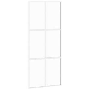 vidaXL Sliding Door White 90x205 cm Tempered Glass and Aluminum
