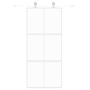 vidaXL Sliding Door White 90x205 cm Tempered Glass and Aluminum