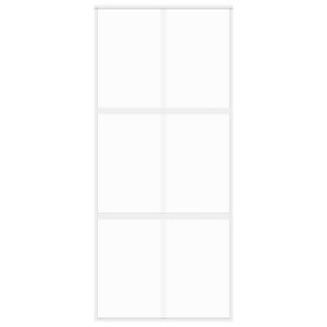 vidaXL Sliding Door White 90x205 cm Tempered Glass and Aluminum