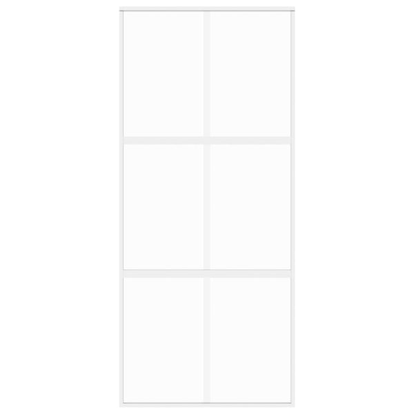 vidaXL Sliding Door White 90x205 cm Tempered Glass and Aluminum