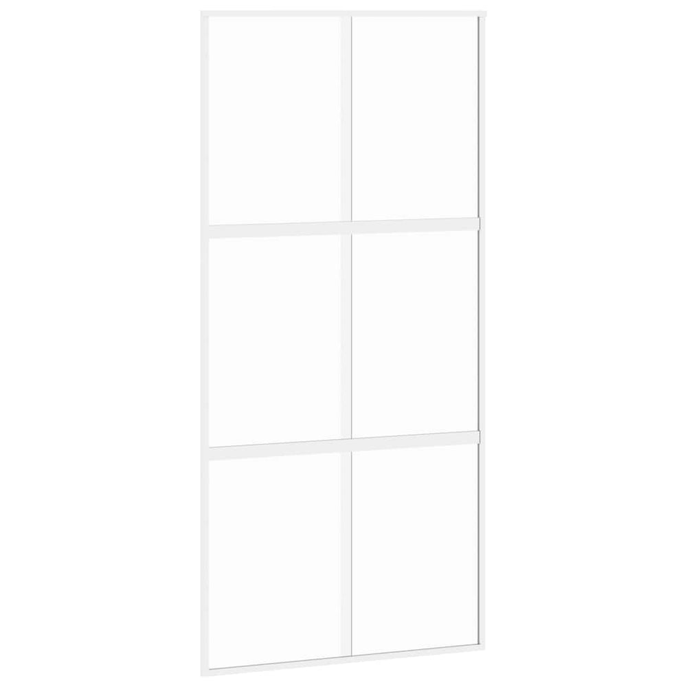 vidaXL Sliding Door White 102.5x205 cm Tempered Glass and Aluminum