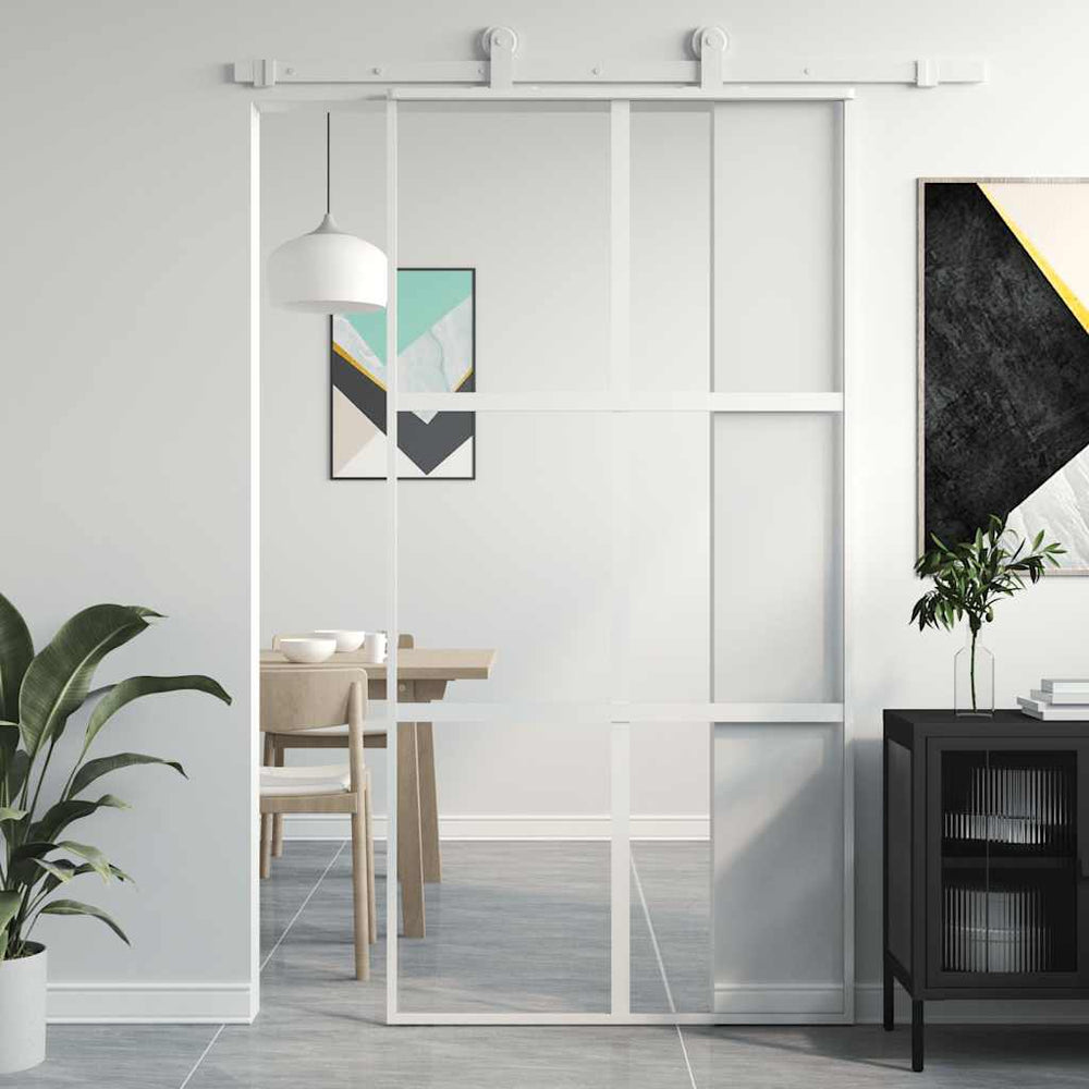 vidaXL Sliding Door White 102.5x205 cm Tempered Glass and Aluminum