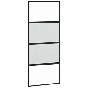 vidaXL Sliding Door Black 90x205 cm Tempered Glass and Aluminum
