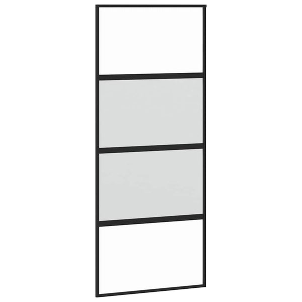 vidaXL Sliding Door Black 90x205 cm Tempered Glass and Aluminum