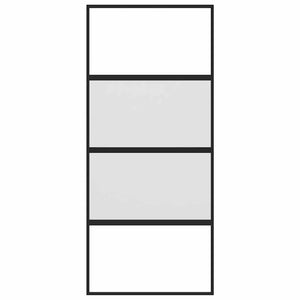vidaXL Sliding Door Black 90x205 cm Tempered Glass and Aluminum