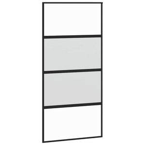 vidaXL Sliding Door Black 102.5x205 cm Tempered Glass and Aluminium