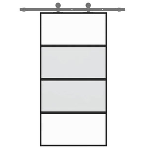 vidaXL Sliding Door Black 102.5x205 cm Tempered Glass and Aluminium