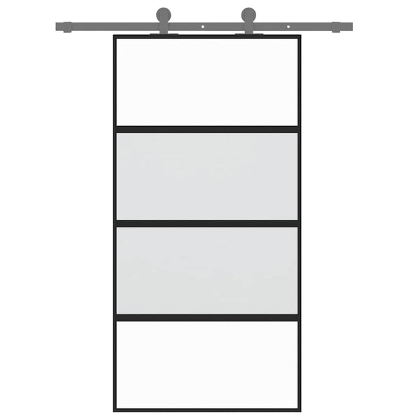 vidaXL Sliding Door Black 102.5x205 cm Tempered Glass and Aluminium