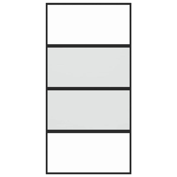 vidaXL Sliding Door Black 102.5x205 cm Tempered Glass and Aluminium