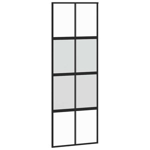 vidaXL Sliding Door Black 76x205 cm Tempered Glass and Aluminum
