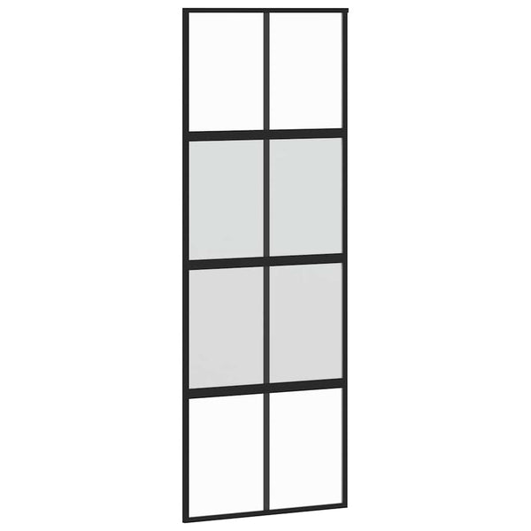 vidaXL Sliding Door Black 76x205 cm Tempered Glass and Aluminum
