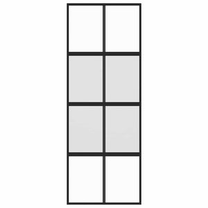 vidaXL Sliding Door Black 76x205 cm Tempered Glass and Aluminum