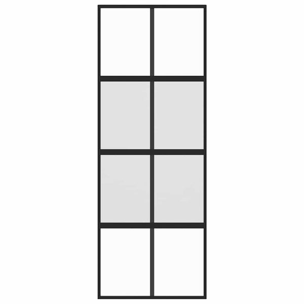 vidaXL Sliding Door Black 76x205 cm Tempered Glass and Aluminum
