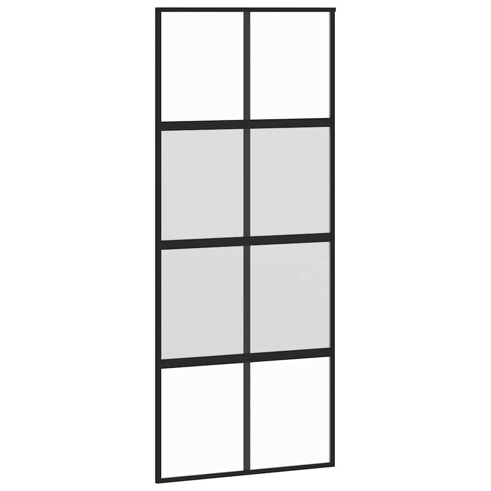 vidaXL Sliding Door Black 90x205 cm Tempered Glass and Aluminum