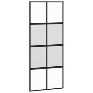 vidaXL Sliding Door Black 90x205 cm Tempered Glass and Aluminum