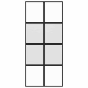vidaXL Sliding Door Black 90x205 cm Tempered Glass and Aluminum