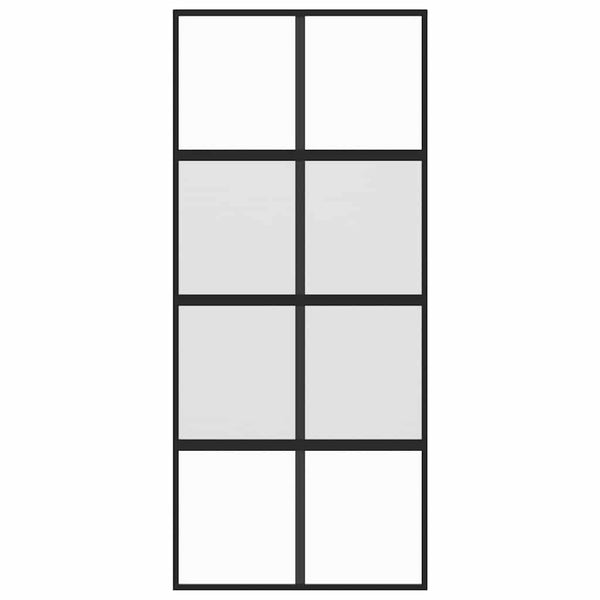 vidaXL Sliding Door Black 90x205 cm Tempered Glass and Aluminum