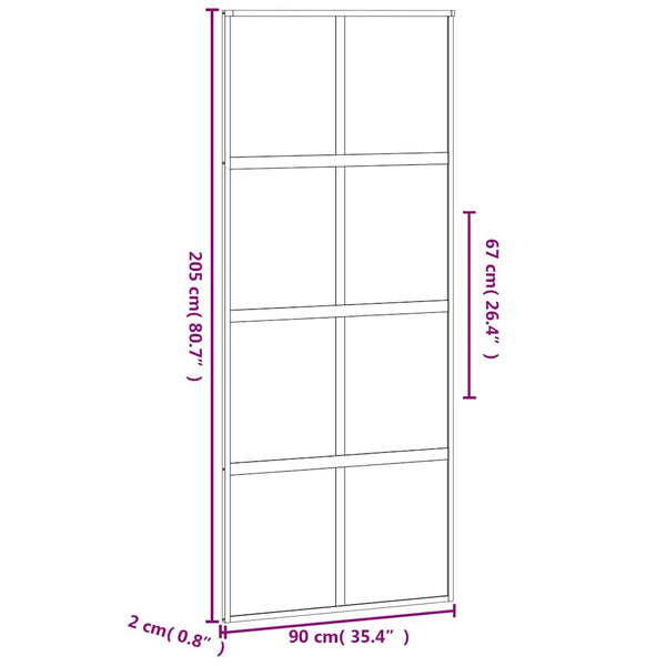 vidaXL Sliding Door Black 90x205 cm Tempered Glass and Aluminum