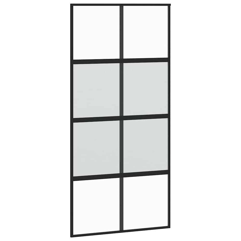 vidaXL Sliding Door Black 102.5x205 cm Tempered Glass and Aluminium