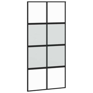 vidaXL Sliding Door Black 102.5x205 cm Tempered Glass and Aluminium