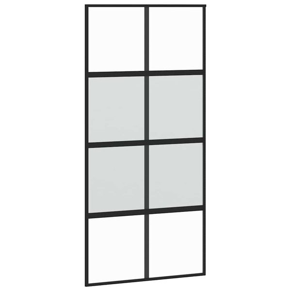 vidaXL Sliding Door Black 102.5x205 cm Tempered Glass and Aluminium