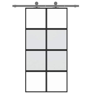 vidaXL Sliding Door Black 102.5x205 cm Tempered Glass and Aluminium