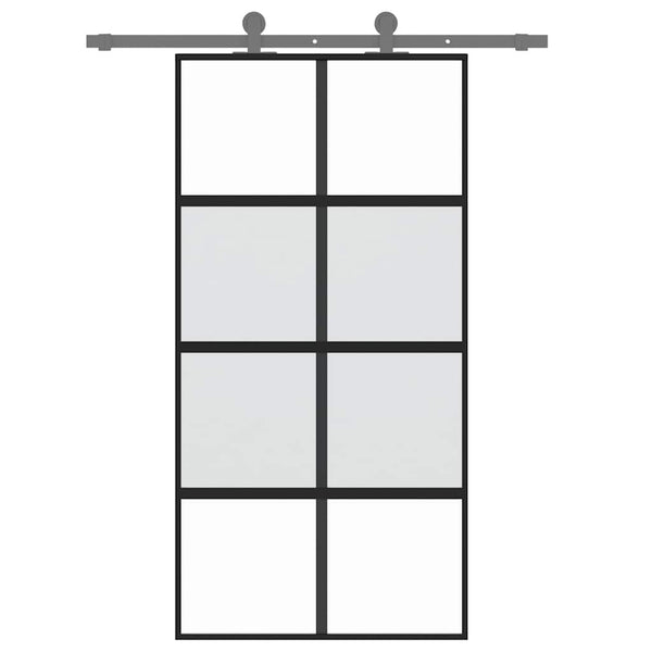 vidaXL Sliding Door Black 102.5x205 cm Tempered Glass and Aluminium