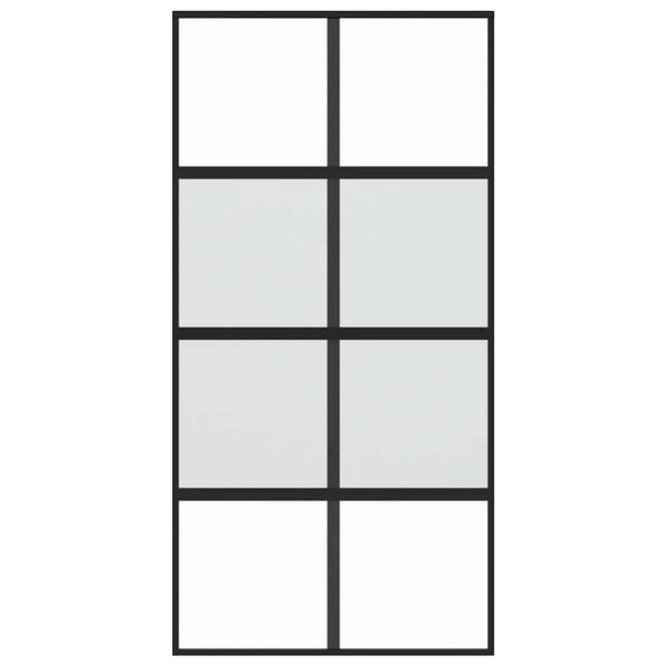 vidaXL Sliding Door Black 102.5x205 cm Tempered Glass and Aluminium