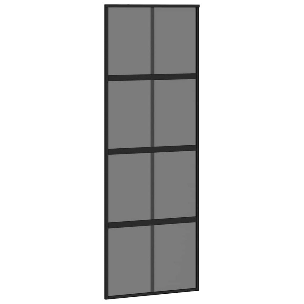 vidaXL Sliding Door Black 76x205 cm Tempered Glass and Aluminum