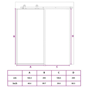 vidaXL Sliding Door Black 102.5x205 cm Tempered Glass and Aluminium