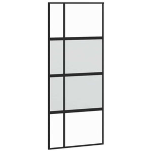vidaXL Sliding Door Black 90x205 cm Tempered Glass and Aluminum
