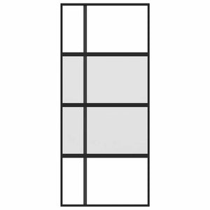 vidaXL Sliding Door Black 90x205 cm Tempered Glass and Aluminum