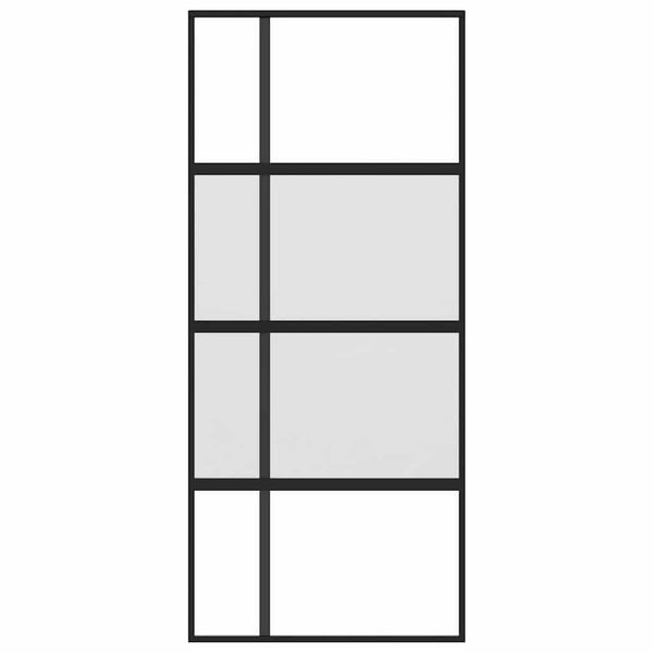 vidaXL Sliding Door Black 90x205 cm Tempered Glass and Aluminum