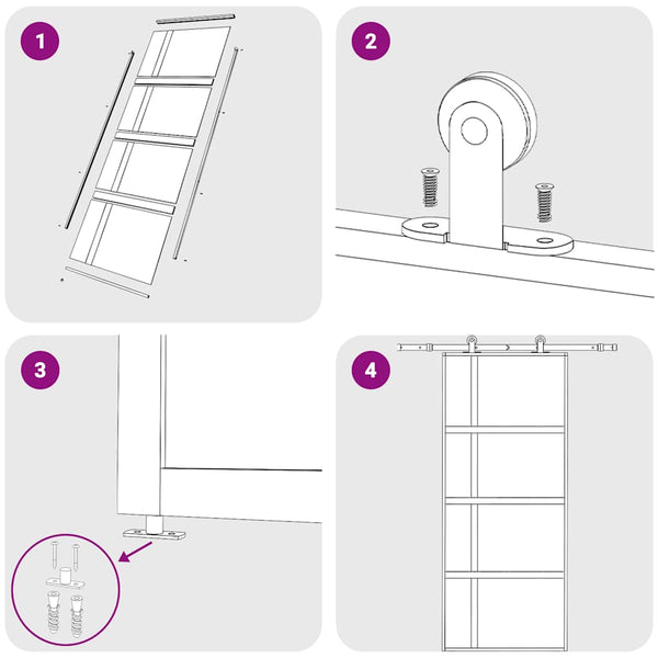 vidaXL Sliding Door Black 90x205 cm Tempered Glass and Aluminum