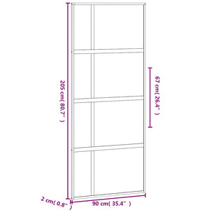 vidaXL Sliding Door Black 90x205 cm Tempered Glass and Aluminum