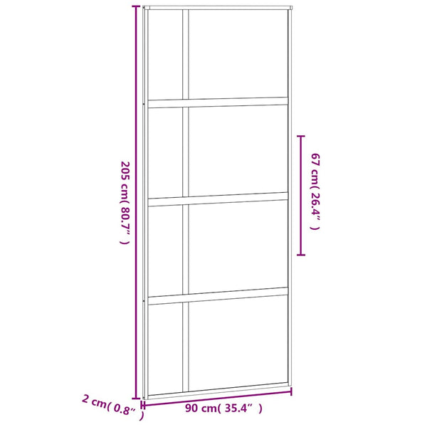 vidaXL Sliding Door Black 90x205 cm Tempered Glass and Aluminum