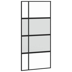 vidaXL Sliding Door Black 102.5x205 cm Tempered Glass and Aluminium