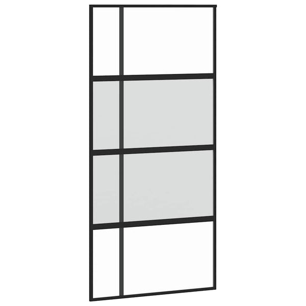 vidaXL Sliding Door Black 102.5x205 cm Tempered Glass and Aluminium