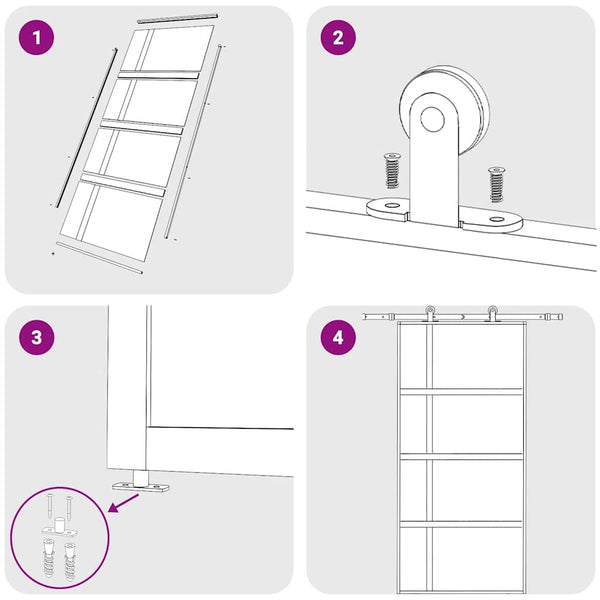 vidaXL Sliding Door Black 102.5x205 cm Tempered Glass and Aluminium