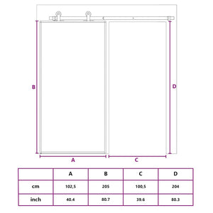 vidaXL Sliding Door Black 102.5x205 cm Tempered Glass and Aluminium