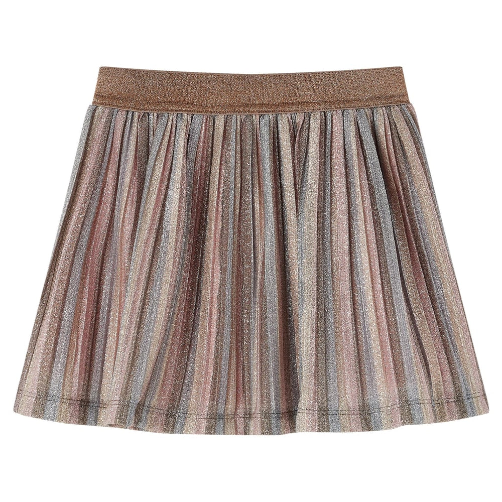 Girls' Pleated Skirt with Glitter Brown and Pink 92