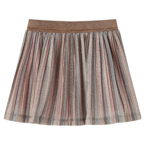 Girls' Pleated Skirt with Glitter Brown and Pink 92